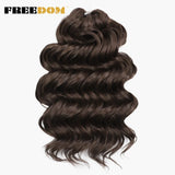 FREEDOM Deep Wavy Twist Crochet Hair 16 Inch Synthetic Curly Crochet Braids Hair High Temperature Fiber Braiding Hair Extensions