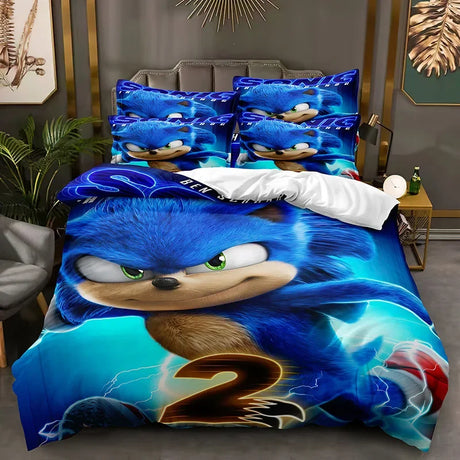 Sonic Simple Duvet Cover Single Piece Dormitory Upper and Lower Beds 1.5/1.8/2.0 Universal Duvet Cover Animation Derivatives