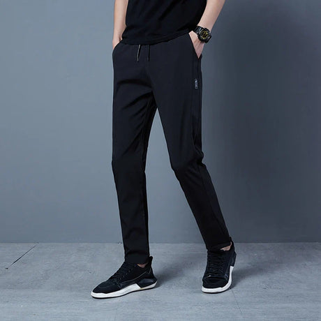 Men's Pants 2024 Casual Business Stretch Slim Fit Elastic Waist Korean Classic Blue Black Gray Male Brand Trousers