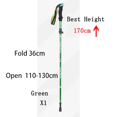 Outdoor Portable 5-Section Fold Trekking Pole Camping Walking Hiking Stick For Nordic Elderly Telescopic Club Easy Put Into Bag