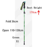 Outdoor Portable 5-Section Fold Trekking Pole Camping Walking Hiking Stick For Nordic Elderly Telescopic Club Easy Put Into Bag