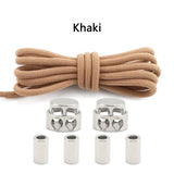 1Pair Round Elastic Laces Sneakers Lock Shoe Laces Without Ties Metal Buckle Laces Kids Adult No Tie Shoelaces Shoes Accessories