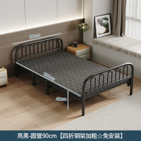 Double Bedroom Bed Children Luxury Folding Headboards Girls Portable Bed Frame Metal Japanese Cama Individual Home Furniture