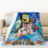 S-SpongeBobs Cartoon Sofa Blankets & Throws Fluffy Soft Blankets for Bed Child Blanket Furry Throw Double Decorative Anime Kid's