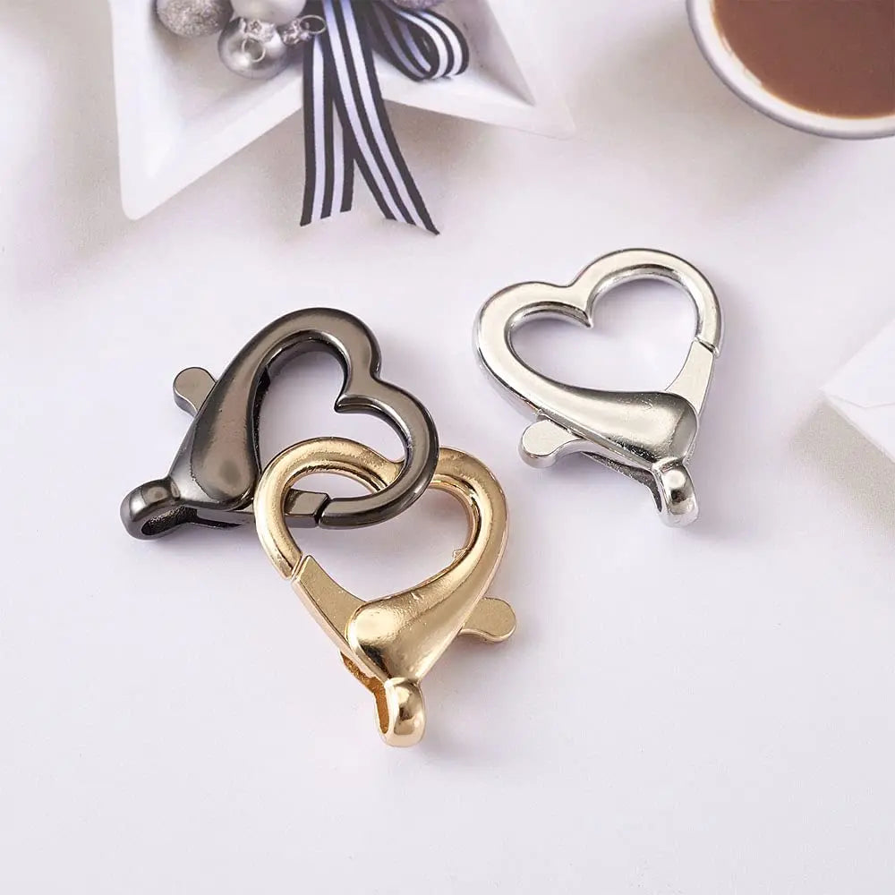 10pcs Heart Lobster Clasp Hook Clip Buckle Spring Snap for DIY Keychain Jewelry Key Ring Holder Making Connector Accessories