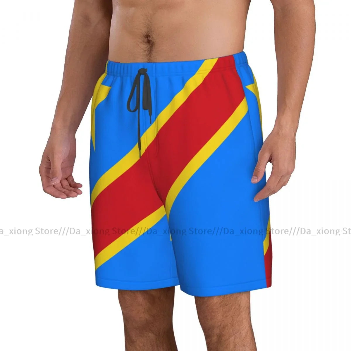 Democratic Republic Of The Congo Flag Quick Dry Swimming Shorts For Men Swimwear Swimsuit Trunk Bathing Beach Wear