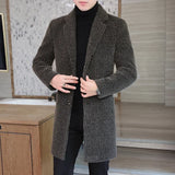 2023 High-end Feel Men Fashion Handsome All Woolen Coat Suit Collar Long Trench Coat Woolen Coat Thick Casual  Winter Jacket Men