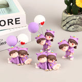 1Pair Cute Creative Cartoon Purple Pajamas Couple Car Decoration Ornaments Auto Center Console Car Interior Accessories