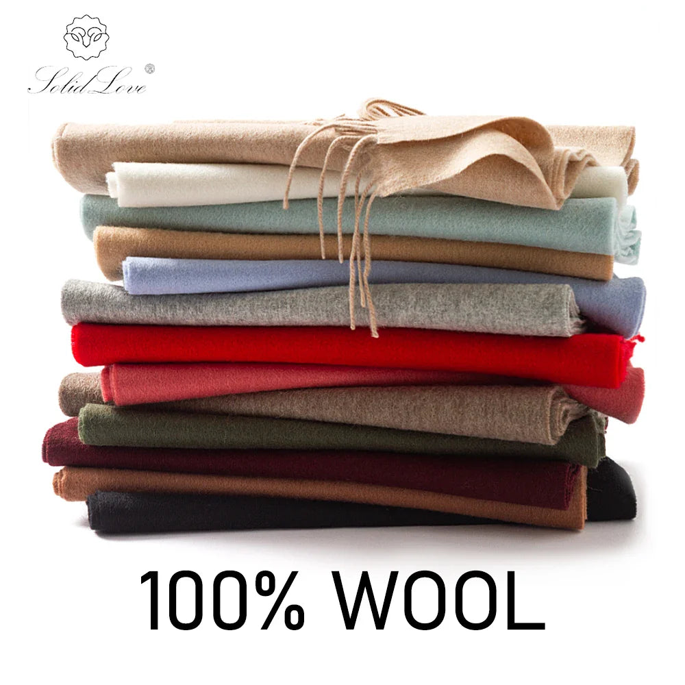 Solidlove Wool Winter Scarf Women Scarves Adult Scarves for ladies 100% Wool scarf women Fashion Cashmere Poncho Wrap