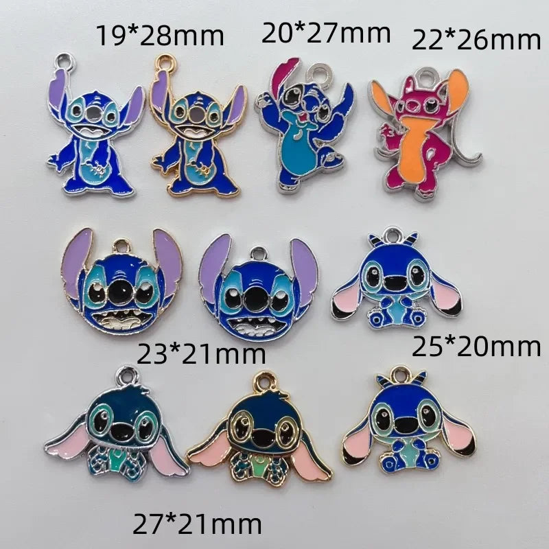 10pcs Enamel Pack Alloy Drops Animal Stitch Charm Pendant Necklace Keychain DIY Handmade Keychain Necklace Cute Earring charms