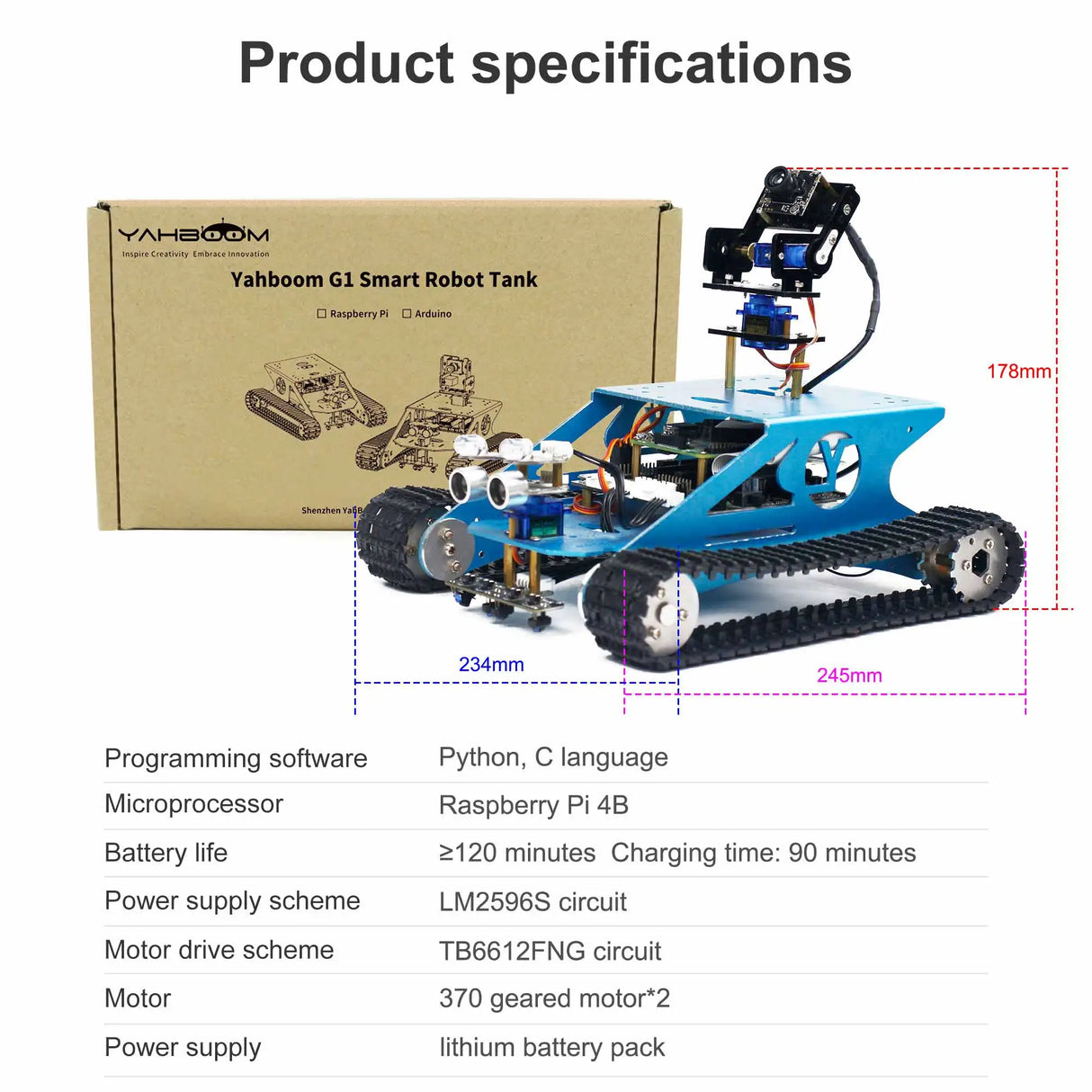 Smart Tank Robot Car Kit for Raspberry Pi 4B DIY Programmable Education with Teens Adults  AI Electronic Set Compatible Arduino