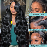 Body Wave 13x4 13x6 HD Transparent Lace Front Wigs 30 40 Inch Brazilian Water Wave 5x5 Closure Glueless Wig Human Hair For Women