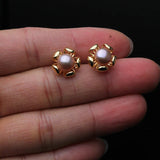 Genuine Cultured Freshwater Pearl Earring 925 Silver,Wedding Cute White Pearl Stud Earrings Girl Birthday