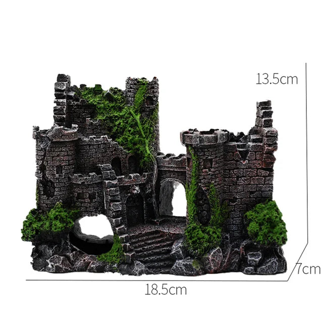 Fish Tank Plant Rockery Multi-style Aquarium Decoration,Resin Artificial Building Cave Aquarium Landscaping Ornament Decor