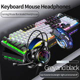 Gaming Keyboard Mouse Headphone Set Wired Backlight Game 104 Keys Keyboards 3600DPI Mice USD 3.5mm Headset Combos for PC Gamer