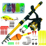 Spinning Fishing Rod and Reel Combo1.8M Telescopic Rod with 5.2:1 3BB Fishign Reel Max Drag 5kg Full Fishing Kit