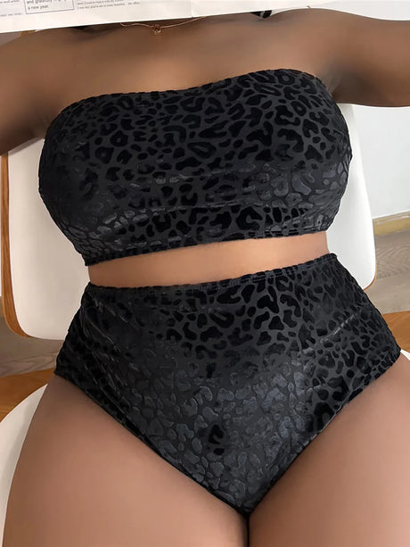 0XL - 4XL Leopard Bikini Large Size Swimwear Plus Size Women Swimsuit Female Two-pieces Bikini set Bather Bathing Suit V3977B