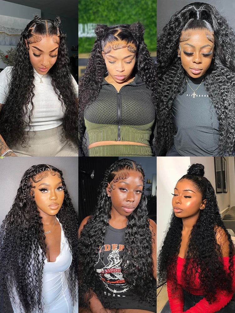 40 42 44 46 Inch Deep Wave 360 HD Lace Frontal Wig Glueless Brazilian Human Hair Curly 13x6 Lace Front Wigs For Women Preplucked