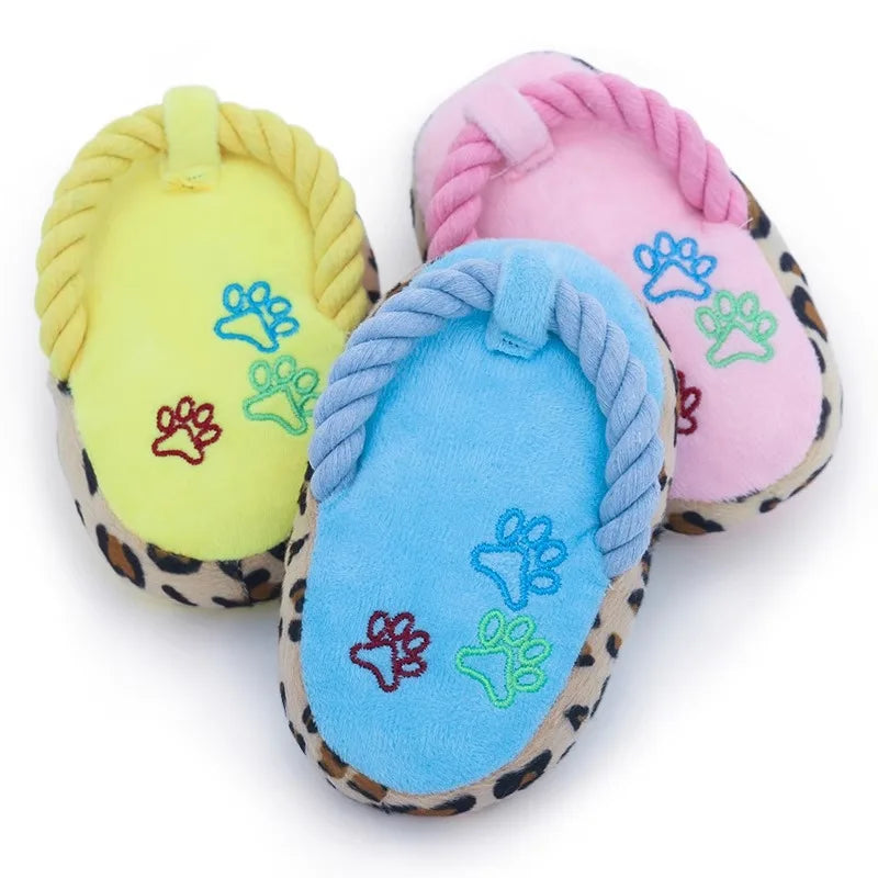 Dog Plush Sound Cotton String Slippers Pet Relieving Stuffy Bite-Resistant Golden Retriever Siberian Dog Self-Hi Toy Supplies