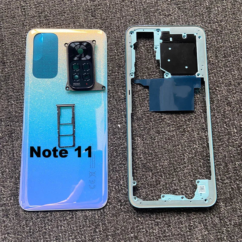 For Xiaomi Redmi Note 11 11s Full Housing Back Battery Cover Rear Case Middle Frame + Volume Button Camera Glass Sim Tray Grobal