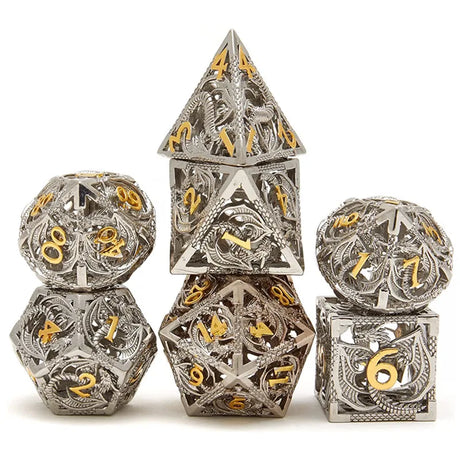 Mini Planet DND Metal Dice Set Three-dimensional Flying Dragon 3D Metal Dice D&D Hollow Metal Dice Set DnD RPG Polyhedral Games