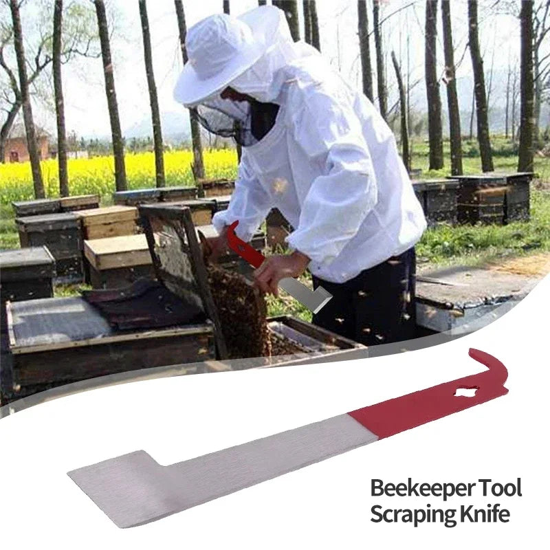 Apiculture J Shape Hook Stainless Steel Bee Hive Scraper Cut Knife Tools Multifunctional Scraping Supplies Beekeeping Equipment