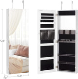 SONGMICS Jewelry Cabinet Armoire, Wall/Door Mount Storage Organizer with Full-Length Frameless Mirror, Lockable Cabinet