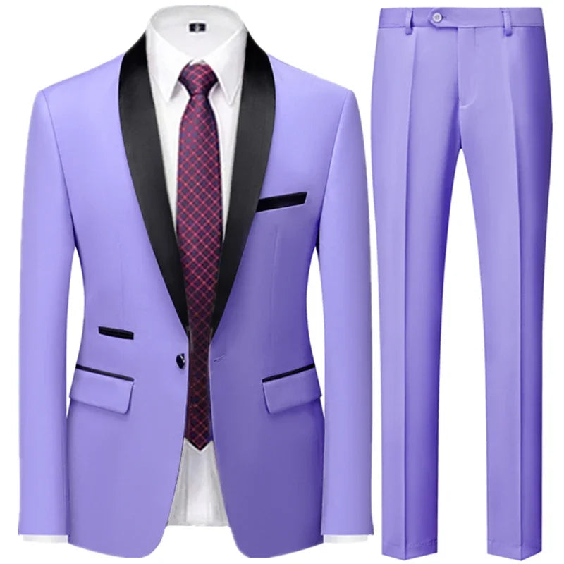 Men's British Style Slim Suit 3 Piece Set Jacket Vest Pants / Male Business Gentleman High End Custom Dress Blazers Coat  S-6XL