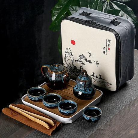 Creative Portable Travel Tea Set With Tea Bag Teeware Teware Coffee Teapot and Cup Set Chinese Pot Coffeeware Teaware Gaiwan Bar