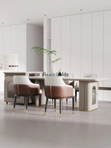 Light Luxury  Ecological Leather Dining Table and Chair Modern High Sense Hotel Sales Office Simple Conference Chair