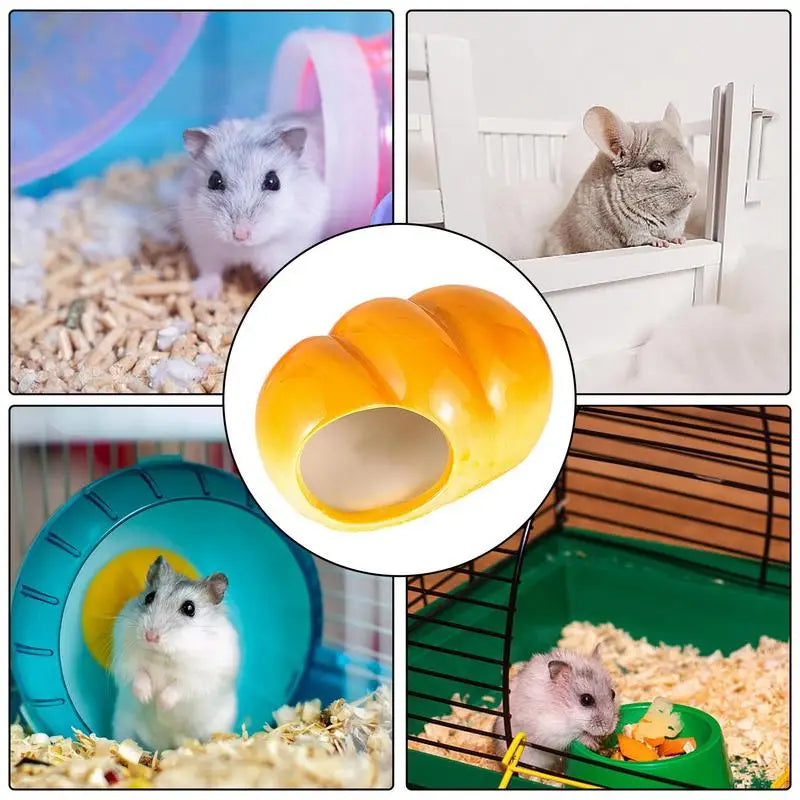 Ceramic Hamster Hut Cooling Small Pet Ceramic House Dwarf Hamster Small Rodents Hideout Habitat Cool Down In Yellow Bread Shape