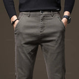 2024 New Summer Thin High Quality Pants Men Elastic Waist Slim Coffee Twill Brand Clothing Cargo Trousers Male Plus Size 28-38