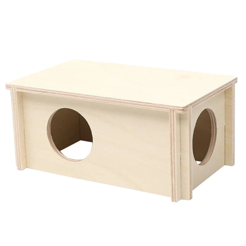 Hamster House Wooden Hideout Chamber Natural Wood Nest Habitat for Mini Gerbils Syrian Hamsters Junior Guinea Pigs