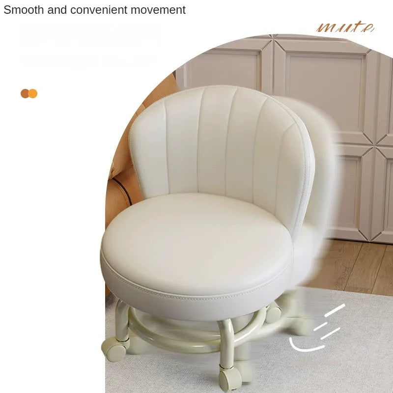 Household stool with wheel pulley low stool door change shoes small stool mobile backrest stool children small chair backrest