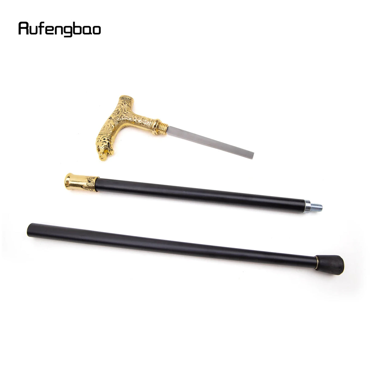 Golden Bear Handle Luxury Walking Stick with Hidden Plate Self Defense Fashion Cane Plate Cosplay Crosier Stick 90cm