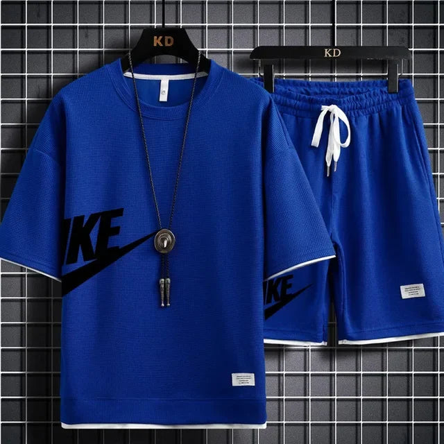 2024 Men's two-piece sportwear Short-sleeved casual T-shirt and pants Summer Sports Fitness Jogging men's suit