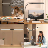 Double Head LED Desk Lamp Stepless Dimmable Computer Monitor Light 24W USB Table Lamps Reading Lights Eye Protection For Bedroom