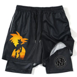 New Print Anime Shorts Men Women 2 in 1 Quick Dry Mesh Gym Shorts to Fitness Running Summer Black Performance Scanties