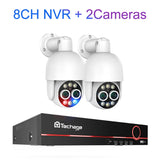 Techage 8CH PTZ 8MP Dual Lens PoE Security Camera System 8X Zoom 4MP Two Way Audio NVR Human Detect ONVIF Video Surveillance Kit