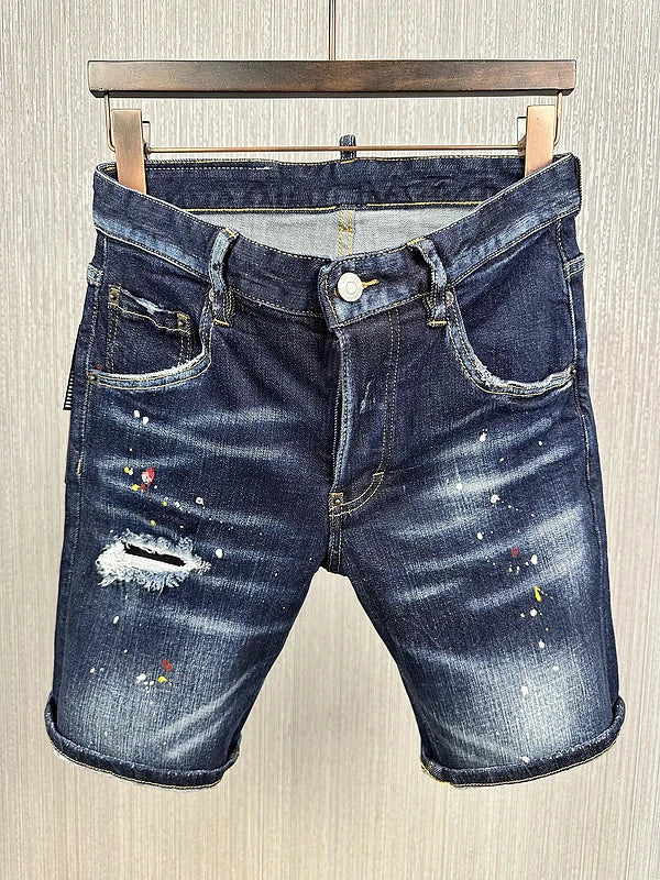 fashion BRAND Men Summer Denim dsq Shorts Print Letter top quality Splatted Paint Beggar Skinny Trousers Slim short jeans dsq2