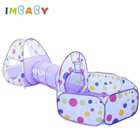 Children's Tent Foldable Baby 3In1 Playground Playpen for Children Indoor Balls for Dry Pool with Polyester Tunnel Games for Kid