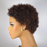 Ombre highlight honey brown Low cut afro wig/Afro wig/Afro pixie wig/short wig 200% density 100% remy human hair