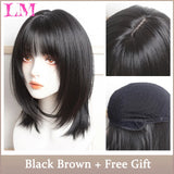 LM Dark Brown Wig Long Wave Wigs for Women Synthetic Hair Wig With Bangs Heat Resistant Party Daily Natural Use