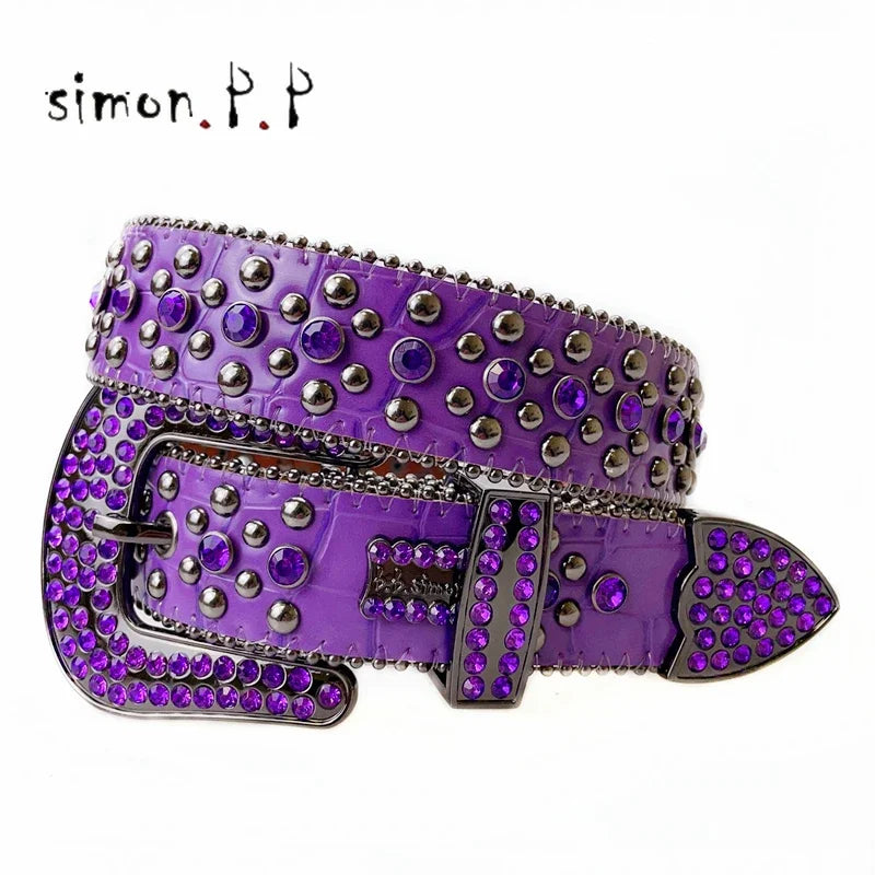 Punk Western Rhinestone Belts for Women Luxury Diamond Strap Cowgirl Cowboy Bling Crystal Pin Wide Buckle Studded Y2K Mens Belts