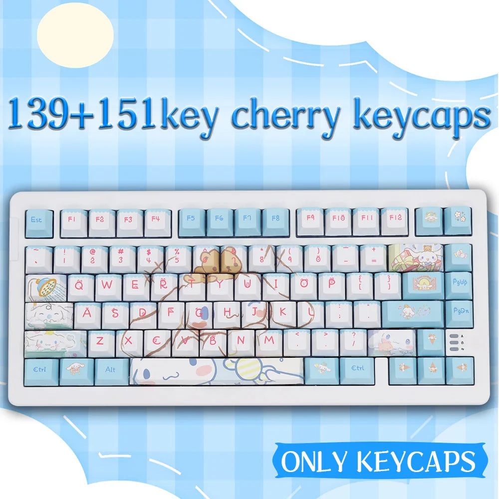 Yugui Dog Cute Key Caps Replaceable Cherry Profile PBT Sublimation for 61/63/64/67/68/78/84/87 Mechanical Keyboard Full Set