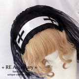 Lolita headpiece Night Church Virgin Cross Embroidered Shawl Headband veil gothic lolita