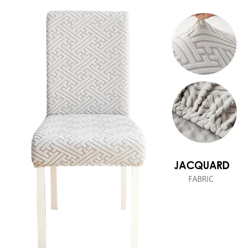 Jacquard Fabric Chair Cover Universal Size Chair Covers for Dining Room Wedding Office Banquet Seat Slipcovers Home Decor 1PC