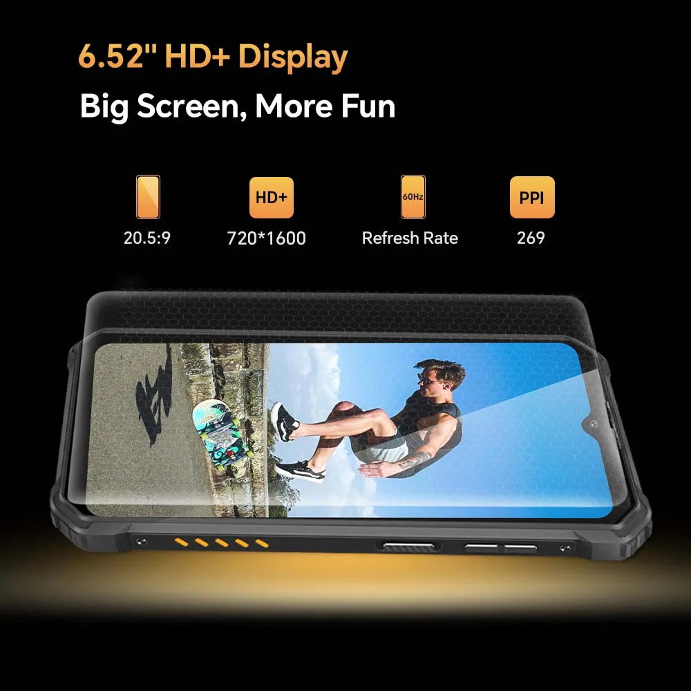 Oukitel WP23 Rugged Mobile Phones 6.52 Inch HD 10600 mAh Battery Smartphone Android 13 4GB+64GB 13MP Rear Camera Cellphone NFC