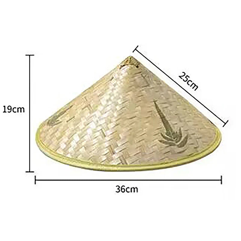 1PC Chinese Retro Bamboo Rattan Fisherman Hat Handmade Weave Straw Bucket Hat Tourism Rain Dance Props Cone Fishing Sunshade Hat