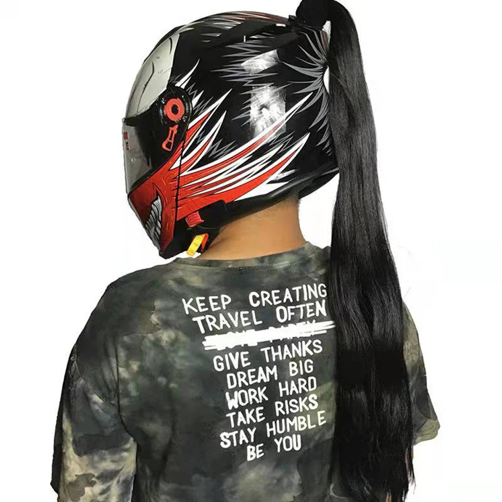 New 24" Punk Style Motorcycle Helmet Braids Bike Gradient Ramp Twist Sucker Removable Braid Pigtail Ponytail Motocross Racing